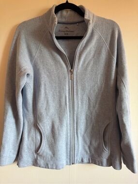 Tommy Bahama Blue Full Zip Lounge Jacket Sweater Soft Knit Medium